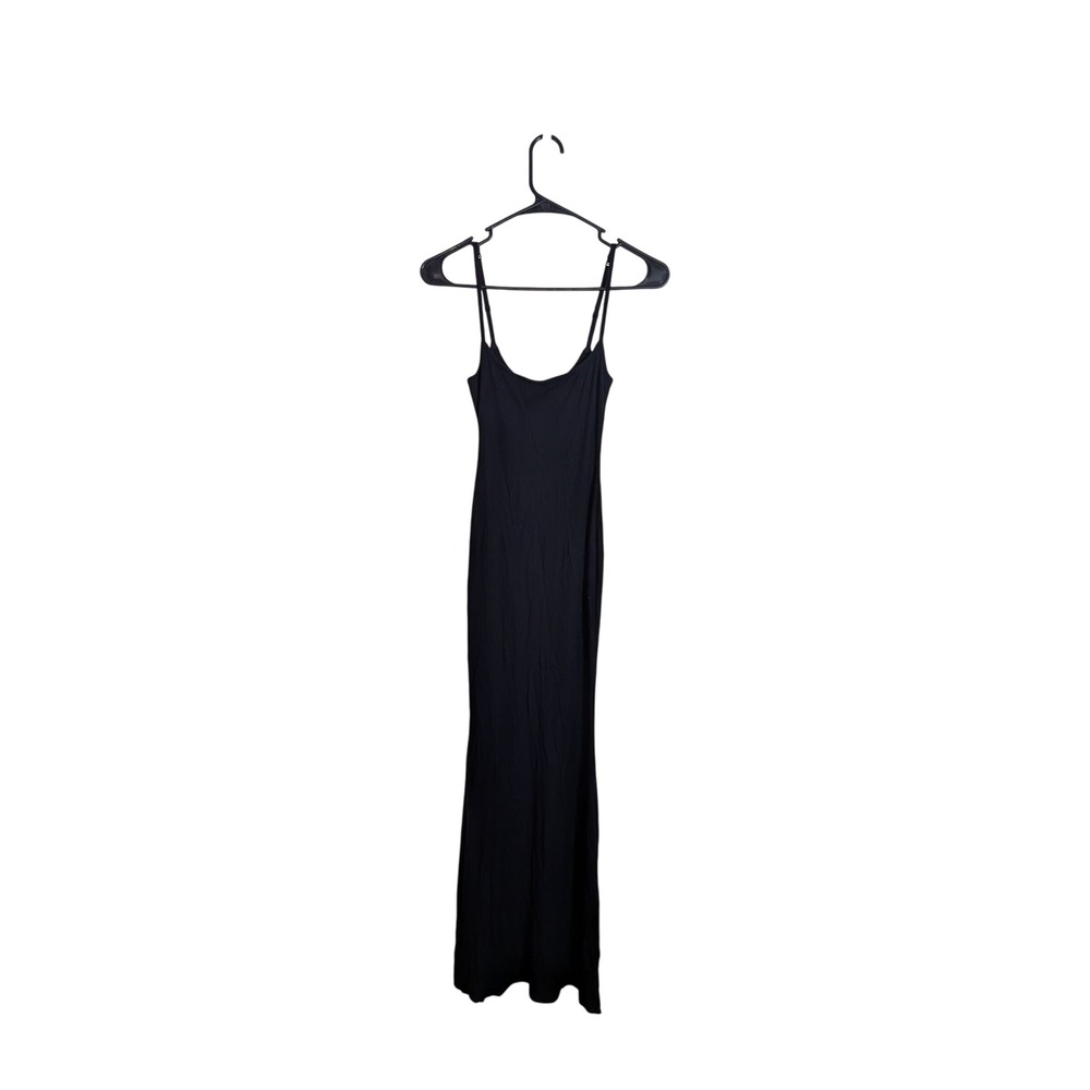 SKIMS Soft Lounge Petite Long Slip Dress Onyx Black Ribbed Maxi SP NWT
